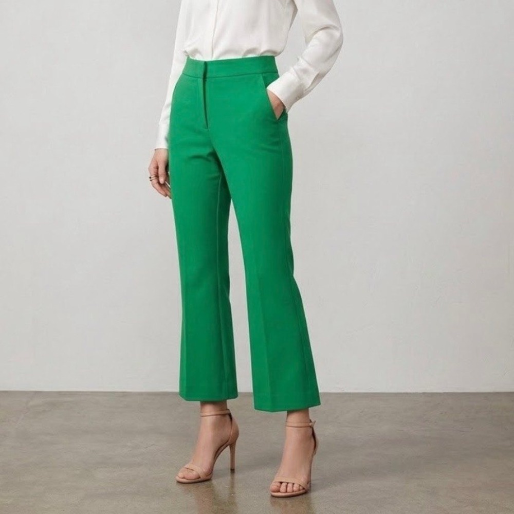 J.Crew Willa Cropped Flare Pant Chino High Rise Green Women Size 4